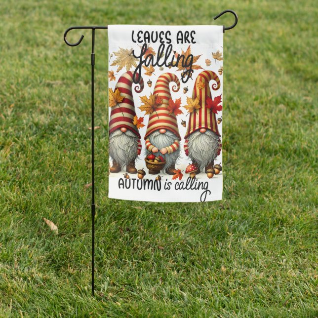 CUTE WELCOME FALL AUTUMN GNOMES GARDEN FLAG (In SItu)