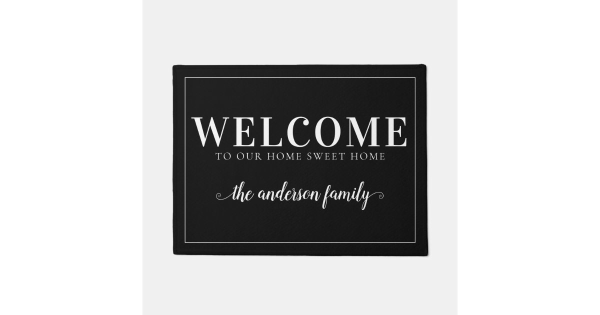Cute Welcome Family Name Calligraphy Script Black Doormat Zazzle Com Stylish fb names are much loved by teenagers. cute welcome family name calligraphy script black doormat zazzle com