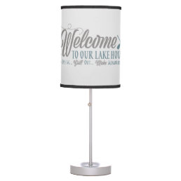 cute welcome lake house word art table lamp