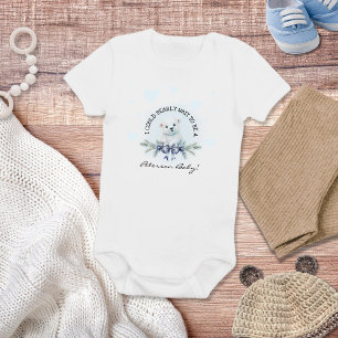 Cute Welcome New Baby Blue Heart Little Bear Bodysuit