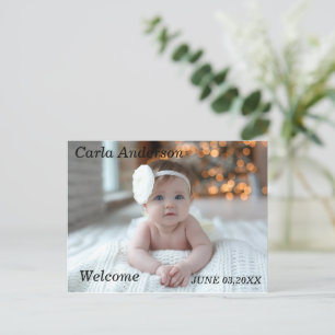 Cute Welcome New Baby Photo Announcement