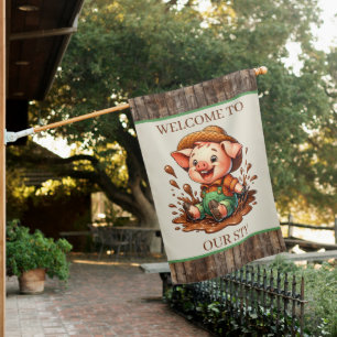 Cute welcome pig sty Country lovers House Flag