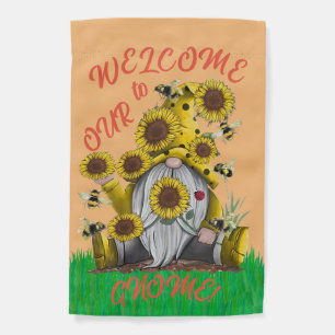 Cute Welcoming Gnome Garden Flag