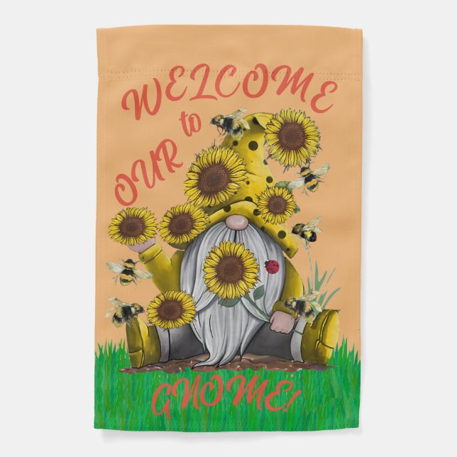 Cute Welcoming Gnome Garden Flag (Front)