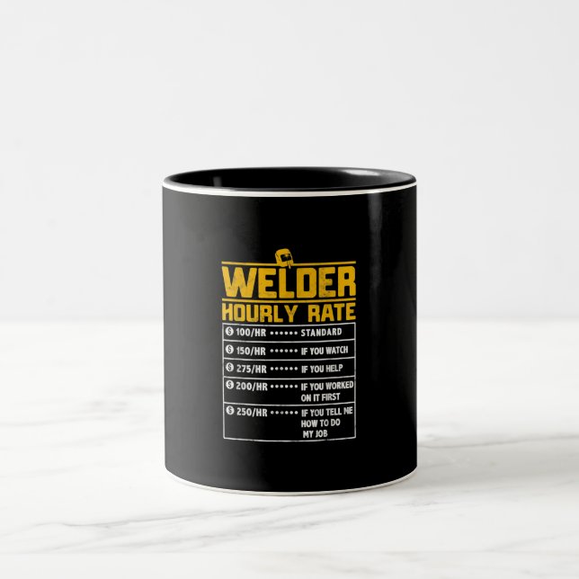 Cute Welder Funny Hourly Rate | Gift For Welder Two-Tone Coffee Mug (Center)