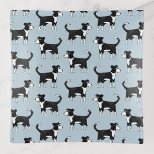 Cute Welsh Border Collie Sheep Dog Pattern Trinket Tray