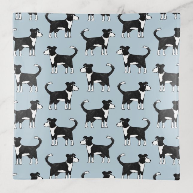 Cute Welsh Border Collie Sheep Dog Pattern Trinket Tray (Front)
