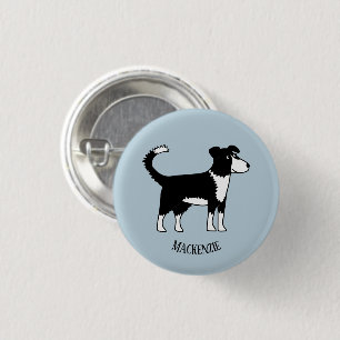Cute Welsh Border Collie Sheepdog Custom Name Button
