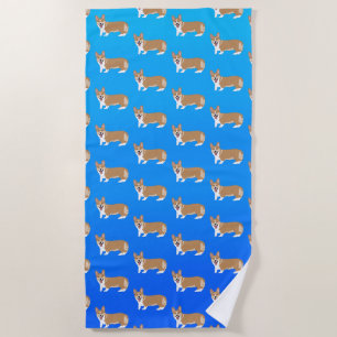Cute Welsh Corgi Beach Towel