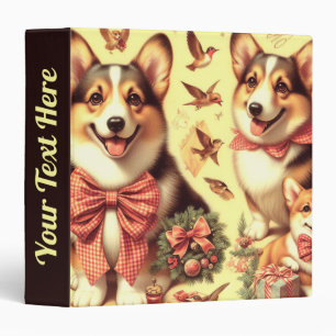 Cute Welsh Corgi Cardigan Illustration 3 Ring Binder