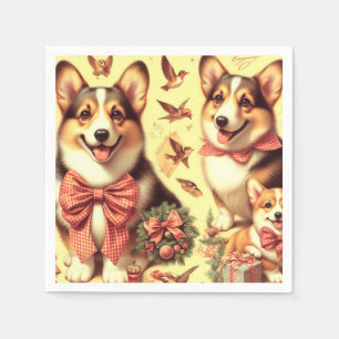 Cute Welsh Corgi Cardigan Illustration Napkins
