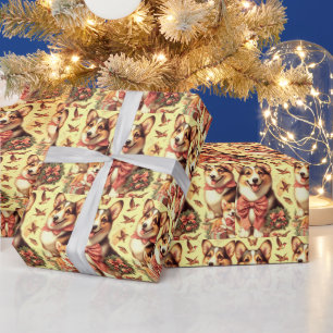 Cute Welsh Corgi Cardigan Illustration Wrapping Paper