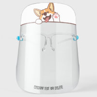 Cute Welsh Corgi Dog, Personalized Custom Text Face Shield