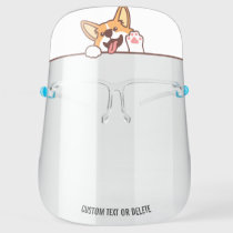 Cute Welsh Corgi Dog, Personalized Custom Text Face Shield