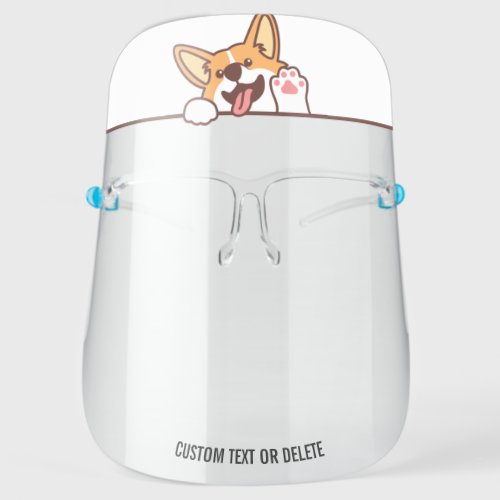 Cute Welsh Corgi Dog, Personalized Custom Text Face Shield
