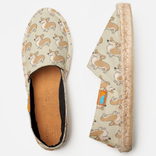 Cute Welsh Corgi Dog Standing Pattern Natural Canv Espadrilles