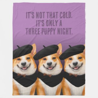 Cute Welsh Corgi Dogs Wearing Berets and Bandanas Fleece Blanket
