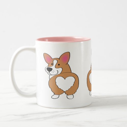Cute Welsh Corgi Heart Butt Two_Tone Coffee Mug
