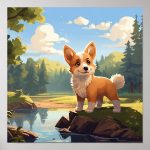 Cute Welsh Corgi Puppy Dog Poster