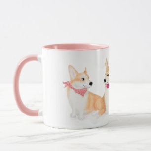 Cute Welsh corgis wearing pink bandanas mug
