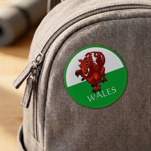 Cute Welsh Dragon Wales Flag Add Your Text Cartoon Patch