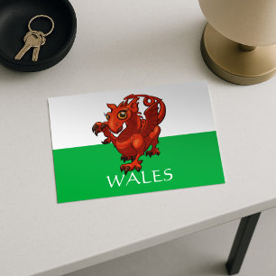 Cute Welsh Dragon Wales Flag Add Your Text Cartoon Postcard