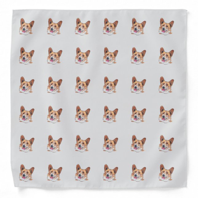 Cute Welsh Pembroke Corgi Pattern Bandana (Front)
