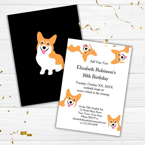 Cute Welsh Pembroke Corgi Puppy Birthday Invitation