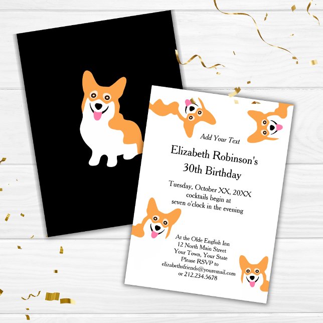 Cute Welsh Pembroke Corgi Puppy Birthday Invitation (Creator Uploaded)