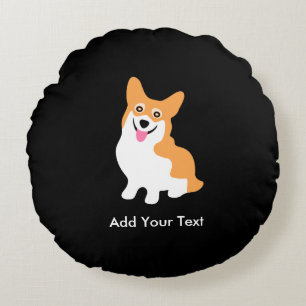Cute Welsh Pembroke Corgi Puppy Round Pillow