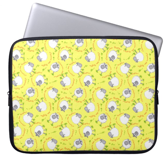 Cute Welsh Sheep, Wales Forever, Laptop Sleeve (Front)