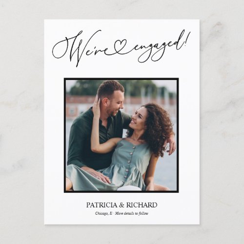 Cute Were Engaged Engagement Announcement Photo Postcard