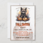 Cute Werewolf and Pumpkin  Watercolor Invitation