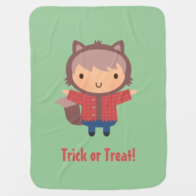 Cute Werewolf Boy, Baby Halloween Swaddle Blanket (Front)