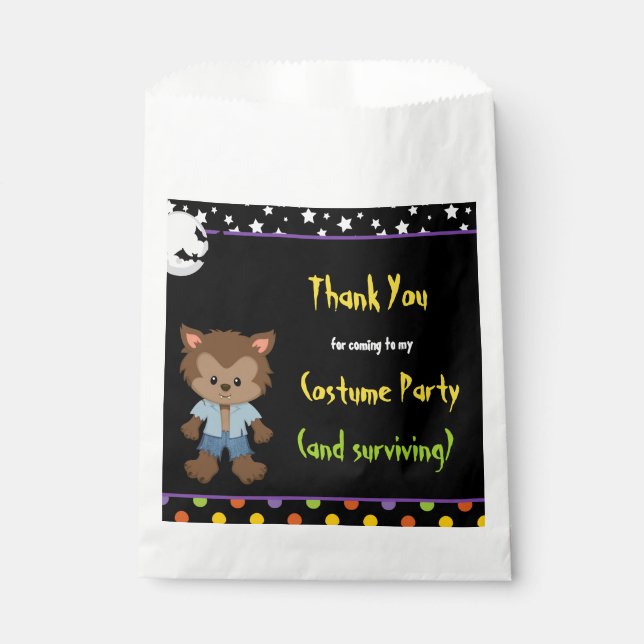 Cute Werewolf Boy Halloween Costume Party Favor Bag (Front)