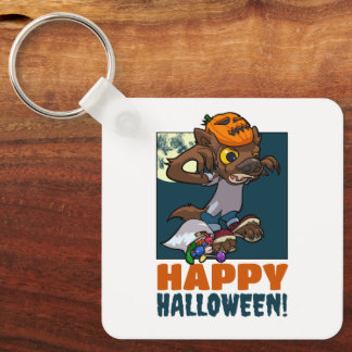 Cute Werewolf Happy Halloween! Trick Or Treat Art Keychain