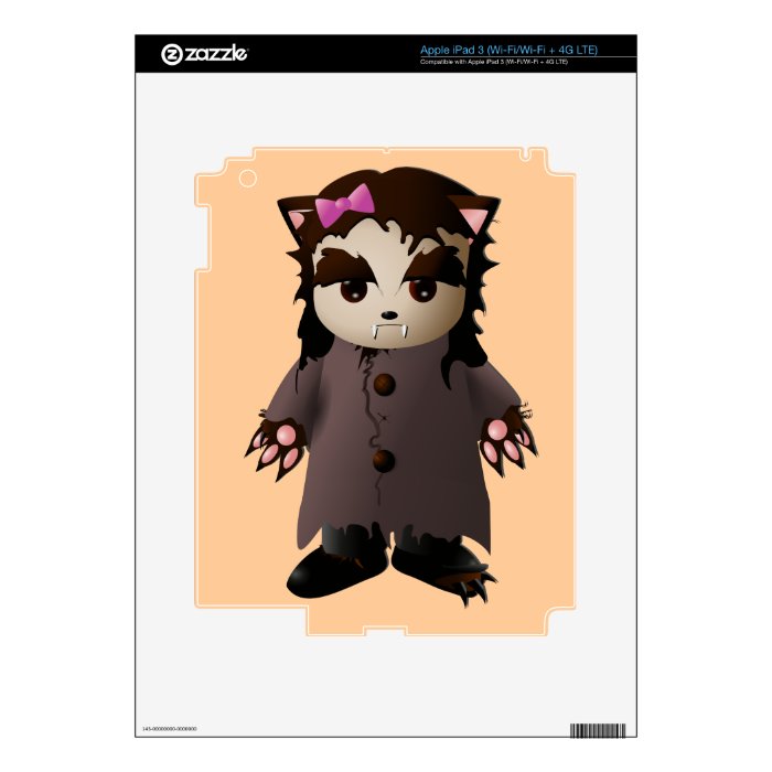 Cute Werewolf Wolf Girl iPad 3 Skin