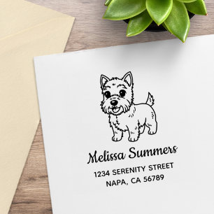 Cute West Highland Terrier Dog Address Rubber Stamp