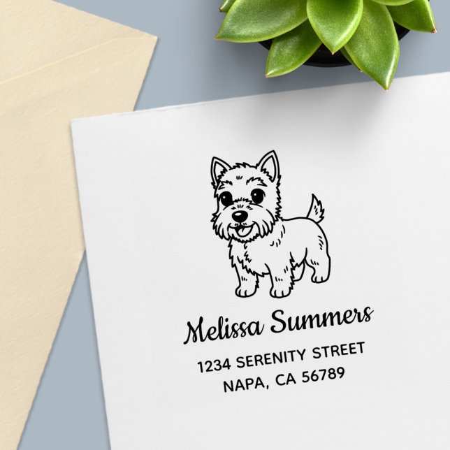 Cute West Highland Terrier Dog Address Self-inking Stamp (Creator Uploaded)