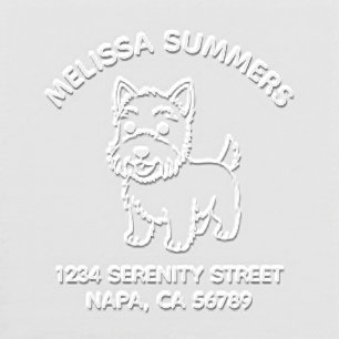 Cute West Highland Terrier Dog Arch Address Embosser