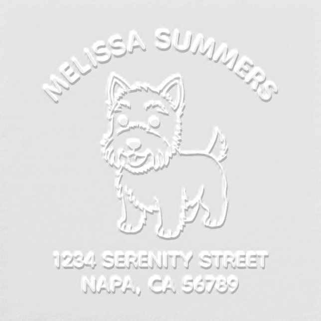 Cute West Highland Terrier Dog Arch Address Embosser (Design)