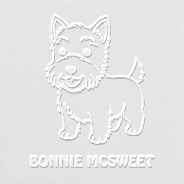 Cute West Highland Terrier Dog Custom Name Embosser (Design)