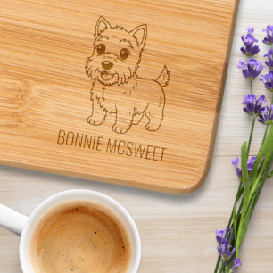 Cute West Highland Terrier Dog Custom Name Engraved Cutting Board