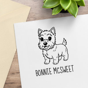 Cute West Highland Terrier Dog Custom Name Rubber Stamp