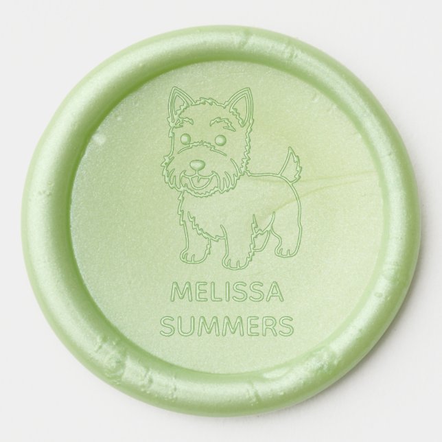 Cute West Highland Terrier Dog Custom Name Wax Seal Sticker (Front)
