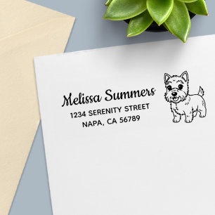 Cute West Highland Terrier Dog Return Address Self-inking Stamp
