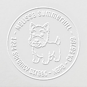 Cute West Highland Terrier Dog Round Address Embosser
