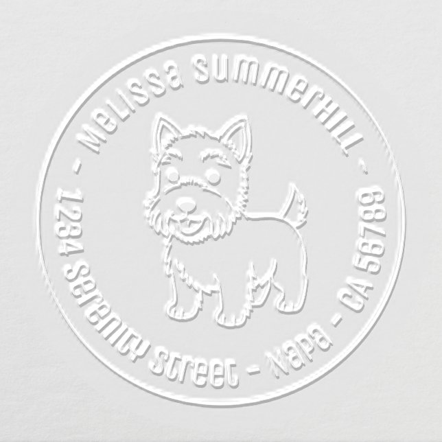 Cute West Highland Terrier Dog Round Address Embosser (Design)