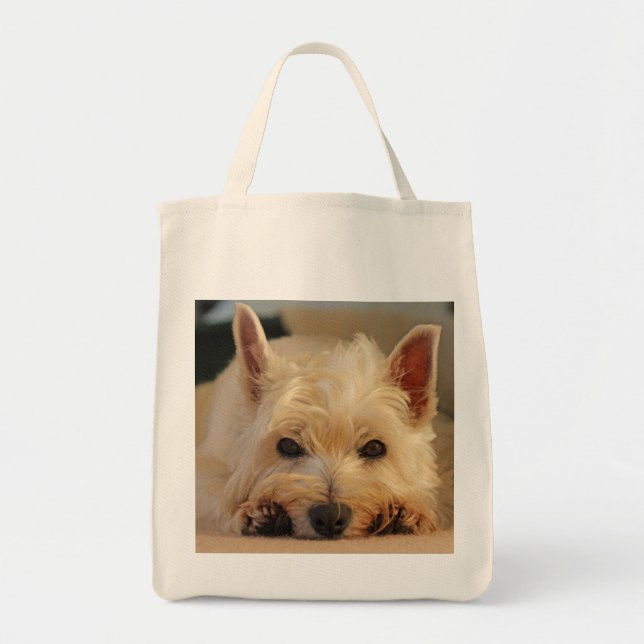 Cute West Highland Terrier Dog Shopping Bag (Front)