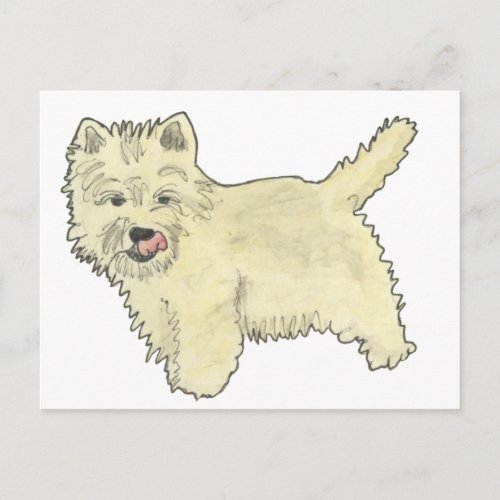 Cute West Highland Terrier Funny Dog Art Design Postcard